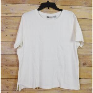 Vintage Faded Glory Shirt XL Cream White Short Sleeve Casual